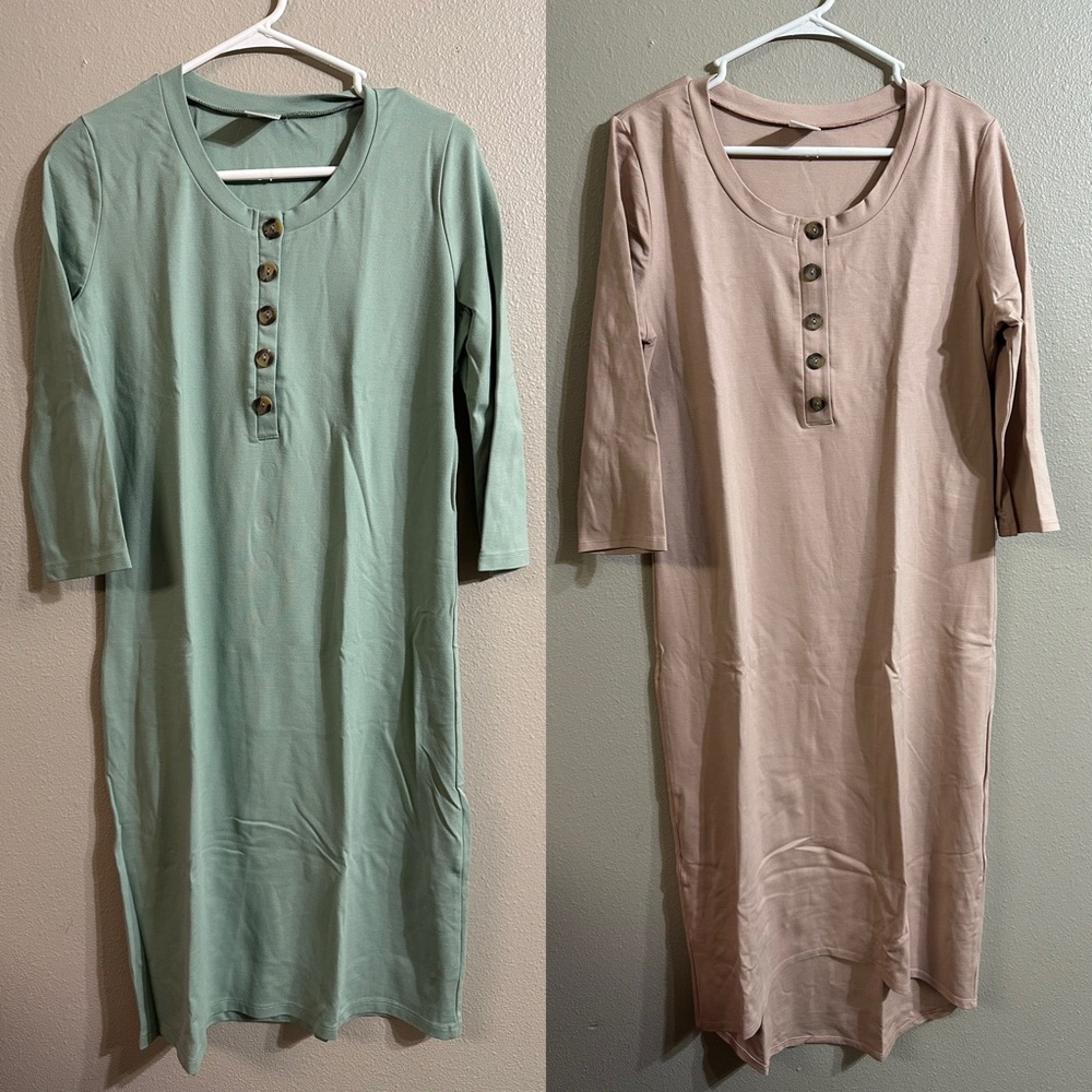 Lou Lou & Company Seafoam and Mauve 3/4 Sleeve Dresses